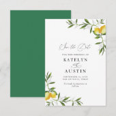 Citroen waterverf groen Bloemen Kaart (Voorkant / Achterkant)