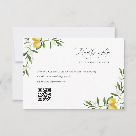 citroen waterverf groen bruiloft RSVP kaart (Voorkant)