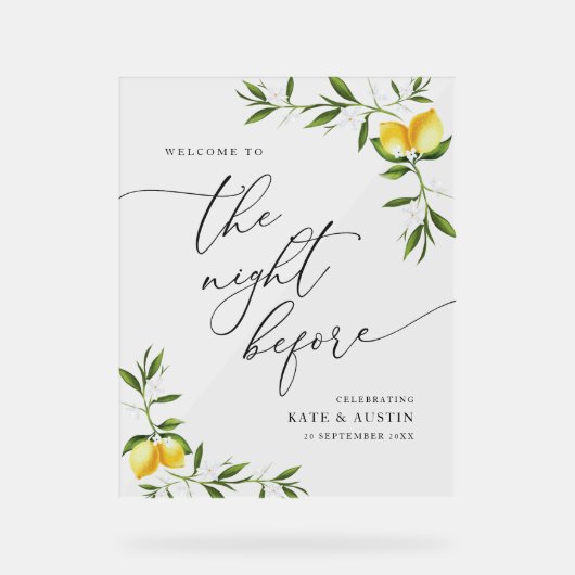 Citroen waterverf groen nacht voor acryl bord (Voorkant)