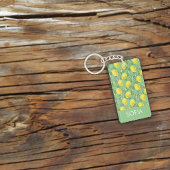Citroen waterverf patroon aangepaste naam geel gro sleutelhanger