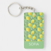 Citroen waterverf patroon aangepaste naam geel gro sleutelhanger (Voorkant)