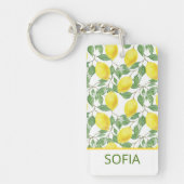 Citroen waterverf patroon aangepaste naam geel sleutelhanger (Voorkant)