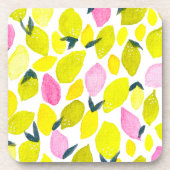 Citroen waterverf patroon bier onderzetter (Voorkant)