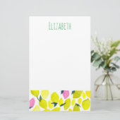 Citroen waterverf patroon briefpapier (Staand voorkant)