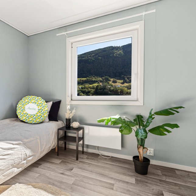 Citroen waterverf patroon eenvoudig rond kussen (Creator heeft geüpload)