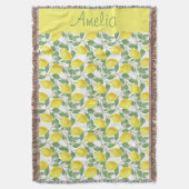 Citroen waterverf patroon schattige meisjesnaam deken (Voorkant Verticaal)
