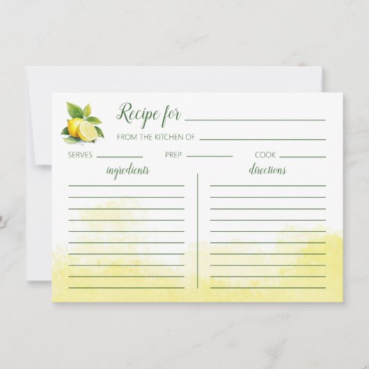 Citroen Waterverf Recept Platte Kaart (Voorkant)