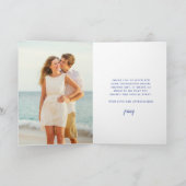 Citroen Witte Bloem Blauwe Mozaïektegel Foto Gevou Bedankkaart (Binnen)