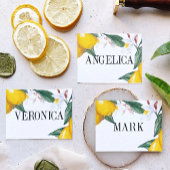 Citroen Witte Bloem Waterverf Bruiloft Escort Kaar Bedankkaart