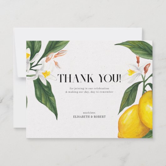 Citroen Witte Bloem Waterverf Bruiloft Suite Bedankkaart (Voorkant)