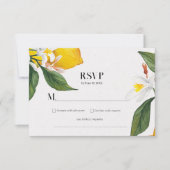 Citroen Witte Bloem Waterverf Bruiloft Suite RSVP Kaartje (Voorkant)