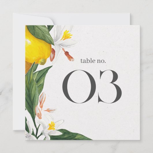 Citroen Witte Bloem Waterverf Trouwtafel No. (Voorkant)