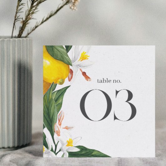 Citroen Witte Bloem Waterverf Trouwtafel No.