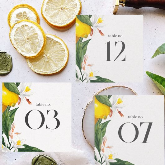 Citroen Witte Bloem Waterverf Trouwtafel No.