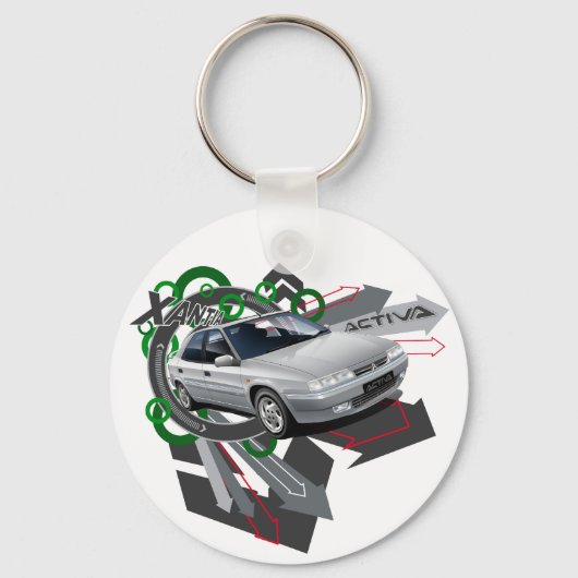 Citroen Xantia Activa Illustrated Key ring Sleutelhanger (Voorkant)