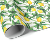 Citroen zigzag:  handgetekend patroon. cadeaupapier (Rol Hoek)