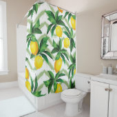 Citroen zigzag:  handgetekend patroon. douchegordijn (In situ)