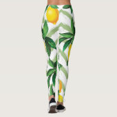 Citroen zigzag:  handgetekend patroon. leggings (Achterkant)