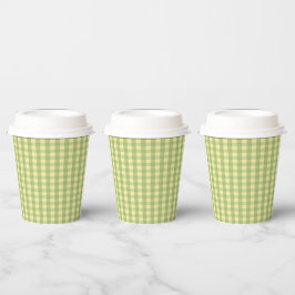Citroen Zomer Gingham Patroon Papieren beker