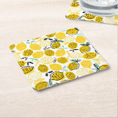 Citroen Zomer Ontwerp  Illustratie Kartonnen Onderzetters (Schuin)