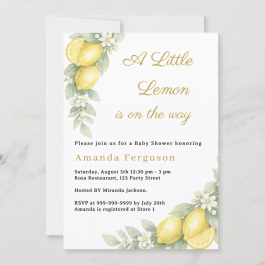 Citroen zomertuin Baby Shower Kaart (Voorkant)