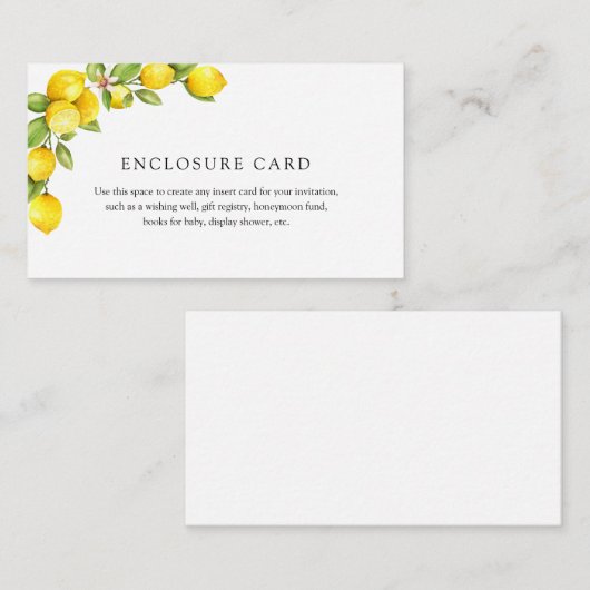 Citroenbehuizing Kaart (Voorkant / Achterkant)