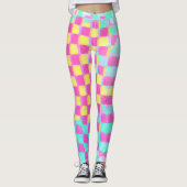 Citroenberry Neo Mint Grungy Checkerboard Patroon Leggings (Voorkant)