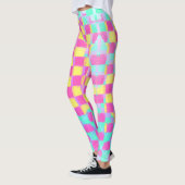 Citroenberry Neo Mint Grungy Checkerboard Patroon Leggings (Links)