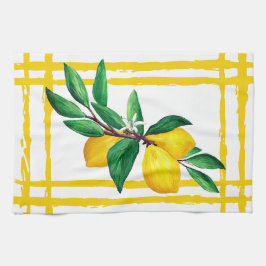 Citroenblad Aquarel Lattice | Citroen Geel Theedoek