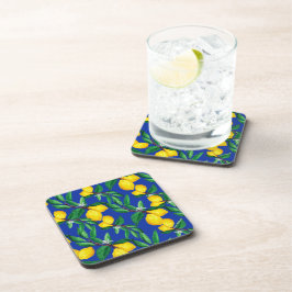 Citroenblad Geel Groen Blauw Patroon Drink Bier Onderzetter