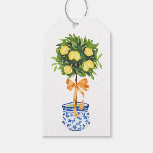 Citroenblad, Oranje strik Cadeaulabel (Voorkant)