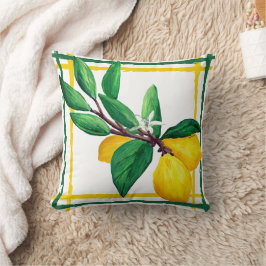 Citroenbladeren Citrus Geel Groen Blad Lattice Kussen