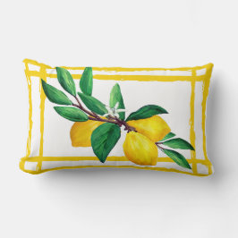 Citroenbladeren Citrus Geel Groen Blad Lattice Kussen