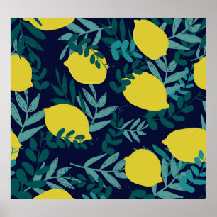 Citroenbladeren: illustratieachtergrond. poster