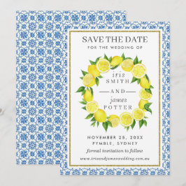 Citroenbladeren Mediterraan Save the Date Kaart