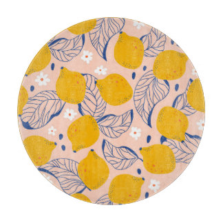 Citroenbladeren: roze  naadloos. snijplank