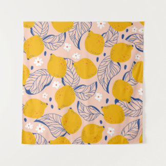 Citroenbladeren: roze  naadloos. wandkleed