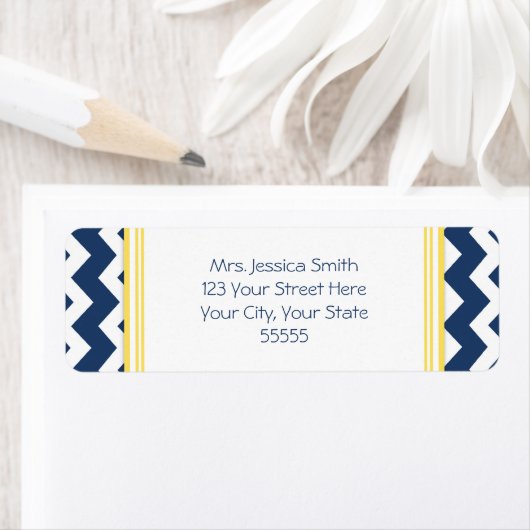 Citroenblauw Chevrons Aangepaste retour adreslabel Etiket (Insitu)