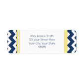 Citroenblauw Chevrons Aangepaste retour adreslabel Etiket (Voorkant)