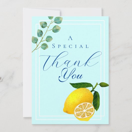 Citroenblauw Dank u Bedankkaart (Voorkant)