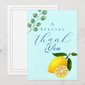 Citroenblauw Dank u Bedankkaart (Voorkant / Achterkant)