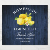 Citroenblauw Houten Bedankt Limoncello Flessenetik Likeurfles Etiket (Enkel label)