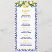 Citroenblauw Italiaans Tegels Vrijgezellenfeest br Menu (Voorkant)