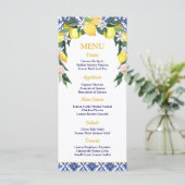 Citroenblauw Italiaans Tegels Vrijgezellenfeest br Menu (Staand voorkant)