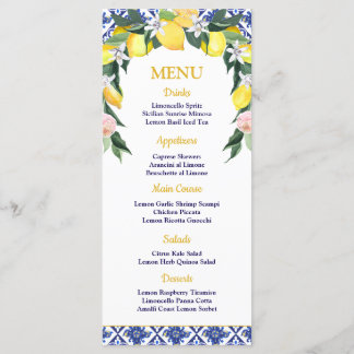 Citroenblauw Italiaans Tegels Vrijgezellenfeest br Menu
