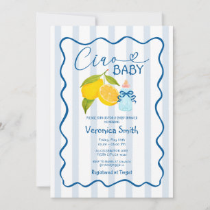 Citroenblauw Italië Ciao Baby shower Uitnodigen Kaart