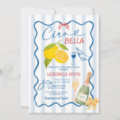 Citroenblauw Italië Ciao Vrijgezellenfeest Uitnodi Kaart (Voorkant)