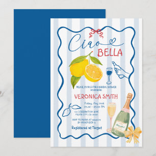 Citroenblauw Italië Ciao Vrijgezellenfeest Uitnodi Kaart