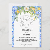 Citroenblauw Mediterraan Italiaans bruiloft brunch Kaart (Voorkant)