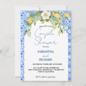 Citroenblauw Mediterraan Italiaans Paar Douche Kaart (Voorkant)